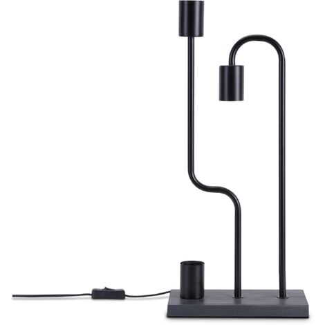 Paco Home Tischlampe Stehlampe Vintage E27 Wohnzimmer Industriell Design Modern LED Retro Schwarz, Tischleuchte 2