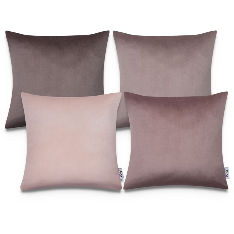 Velours Housse De Coussin Lot De 4 Housses Coussin Déco Salon Canapé 4pcs-Set, Rosa (de) - Paco Home