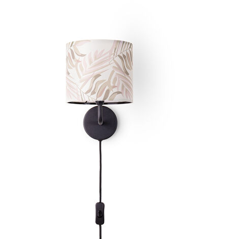 Wandleuchte Stecker Schalter Flur Lampe ∅18cm Jungle Palmen Grün Kabel 3m E14<b> Wandleuchte - Weiß,  Grün (Ø18 cm)