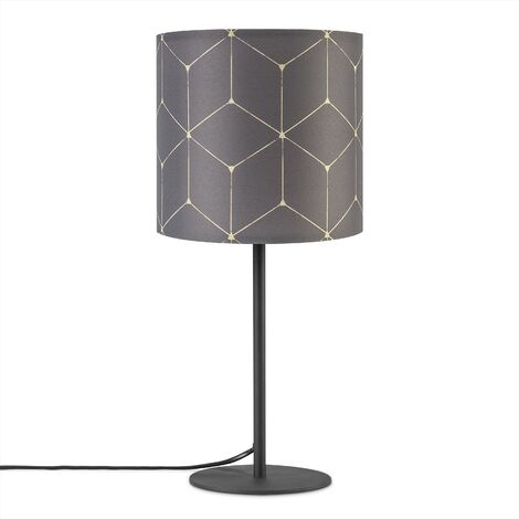 Paco Home Wandleuchte Stofflampenschirm Tischlampe Nachttischlampe E14 Vintage Retro Rund Tischleuchte - Schwarz, Design 1 (Ø18 cm)