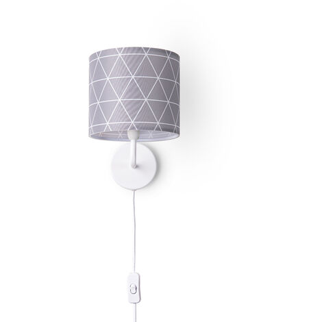 Paco Home Wandleuchte Stofflampenschirm Tischlampe Nachttischlampe E14 Vintage Retro Rund Wandleuchte - Weiß, Design 10 (Ø18 cm)