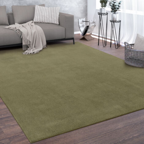 Paco Home Waschbarer Teppich Wohnzimmer Kurzflor Einfarbiger Moderner Stil Weich grün 80 cm Rund