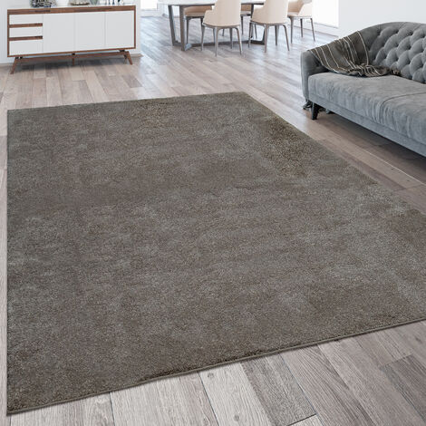 Paco Home Wohnzimmer-Teppich, Kurzflor-Teppich Waschbar, Einfarbig In Taupe Grau 60x110 cm