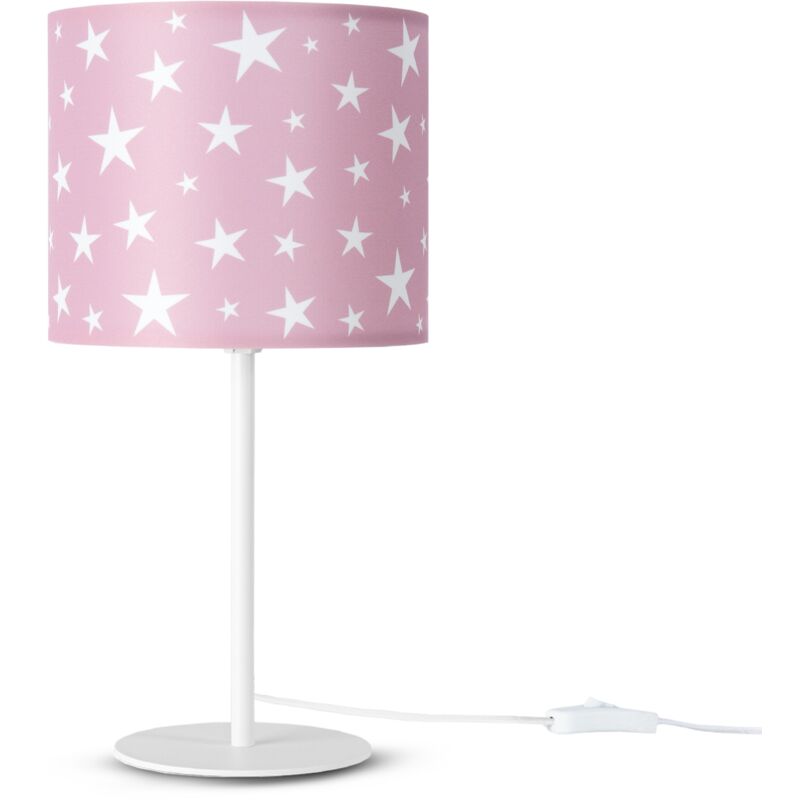 Image of Paco Home Lampada Da Tavolo Cameretta Dei Bambini Paralume Tessuto Rotonda Luna Stelle E14 Lampada da tavolo - Bianca, Design 7 (Ø18 cm)