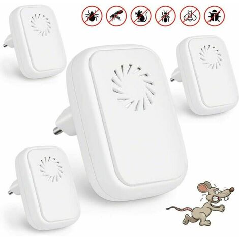 Pacote com 4 Ratos Ultrassônicos e Repelente de Ratos, Repelente de Pragas e Aranhas para Mosquitos, Moscas, Baratas, Ratos, Camundongos