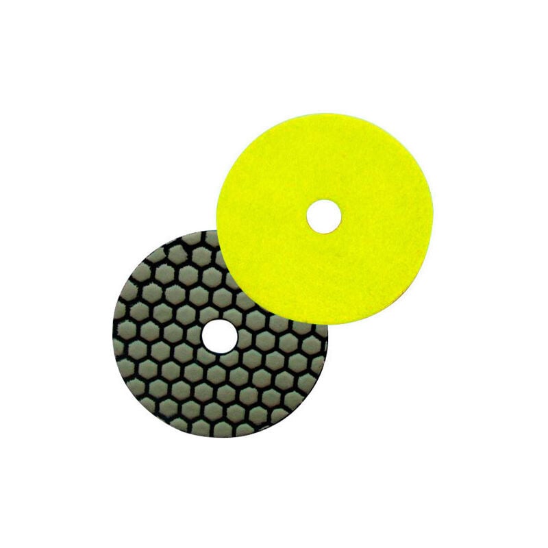 Pad de Polissage Diamanté à Sec Auto-Agrippant D.100 mm - Grain 50 - Compatible pour Marbre, Granit, Pierre Naturelle - Couleur Jaune Clair - Diamwood