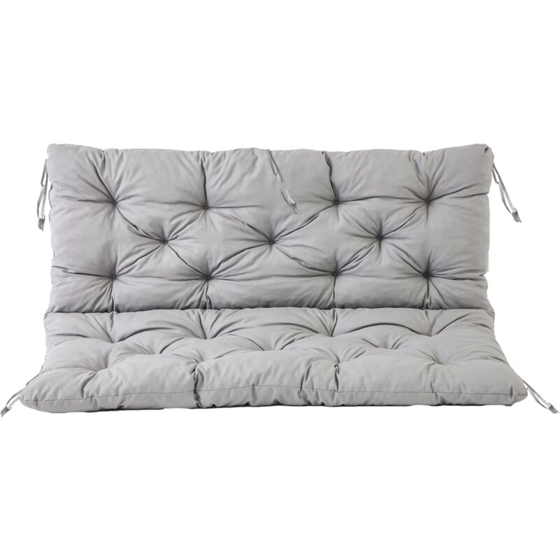 Padded Cushion for Garden Furniture for 3 Seater Bench with Backrest, Approx. 150 x 98 x 8 cm, Grey