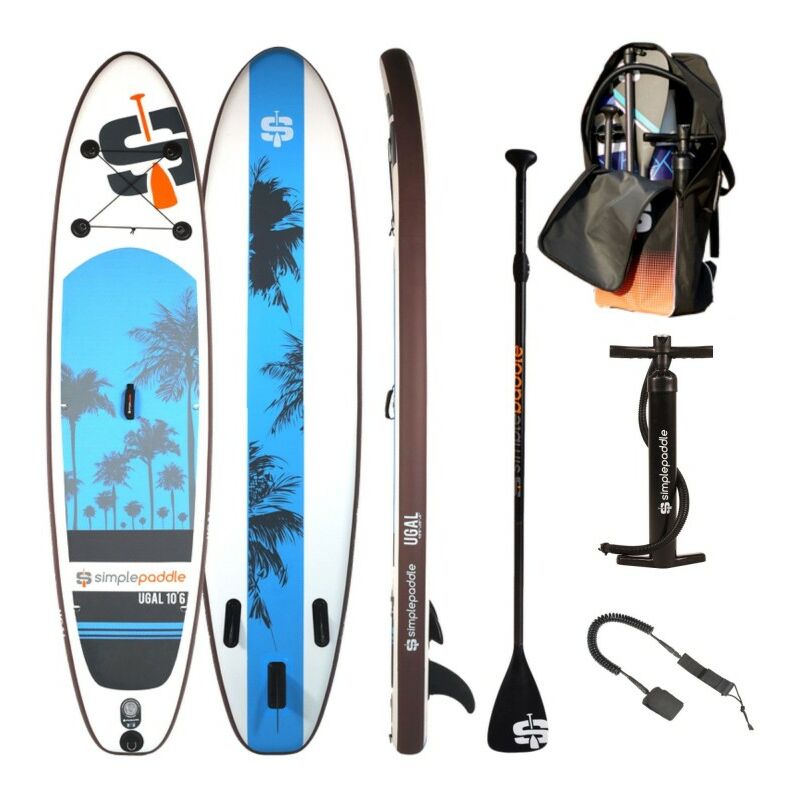 

Paddle Hinchable 10'6 - UGAL 10'6 30'' 6 (315x76x15 cm) - Con remo, leash, inflador, mochila de transporte - Azul