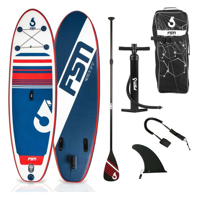 

Paddle Hinchable NERO 9'0 - 274 x 79 x 13 cm - Con inflador, remo, leash, mochila de transporte - Azul
