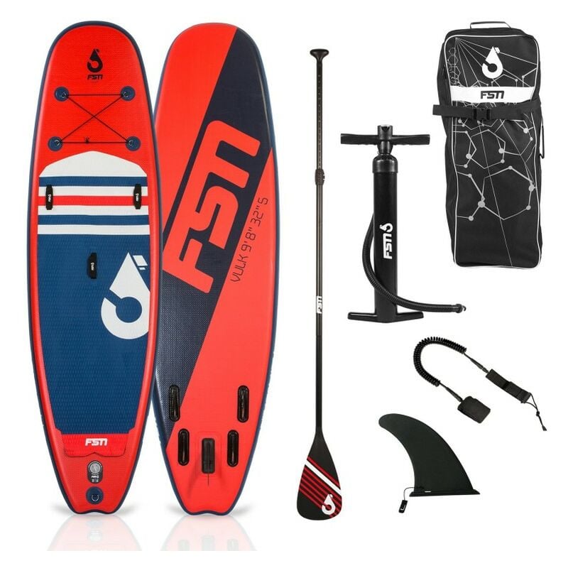 

Fusion - Paddle Hinchable VULK 9'8 - 299 x 81 x 13 cm - Con inflador, remo, leash, mochila de transporte - Rojo