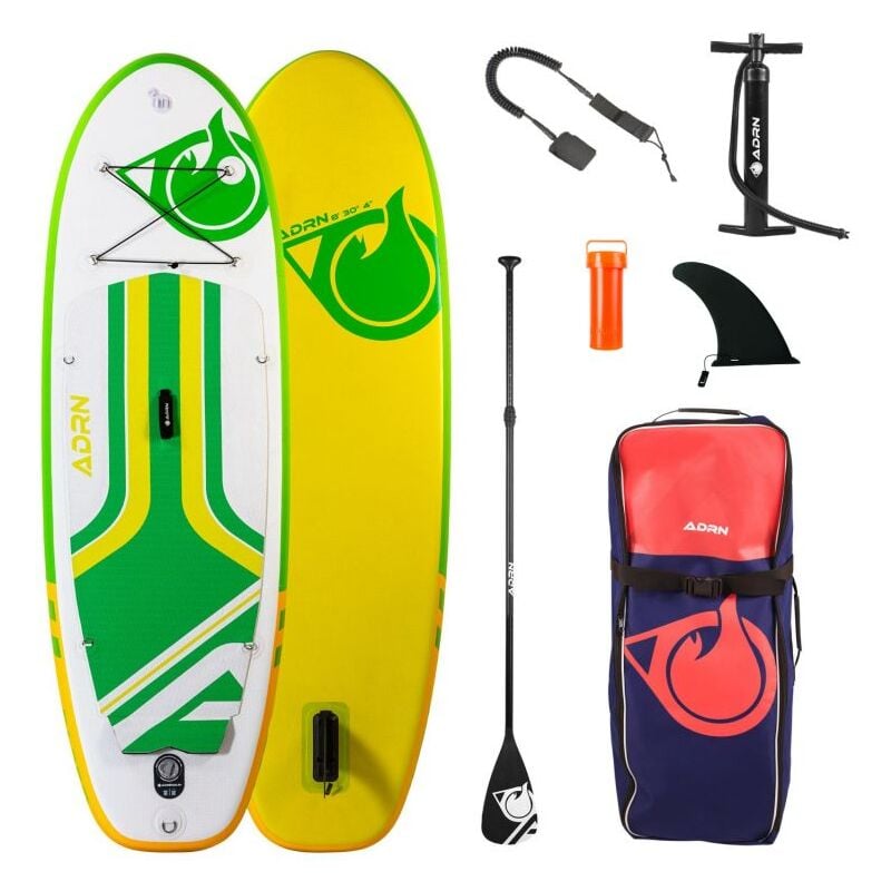 

Adrn - Paddle Inflable FADER 8' 30'' 4'' (244x76x10cm) Con inflador,remo,Leash y Mochila de transporte - Verde