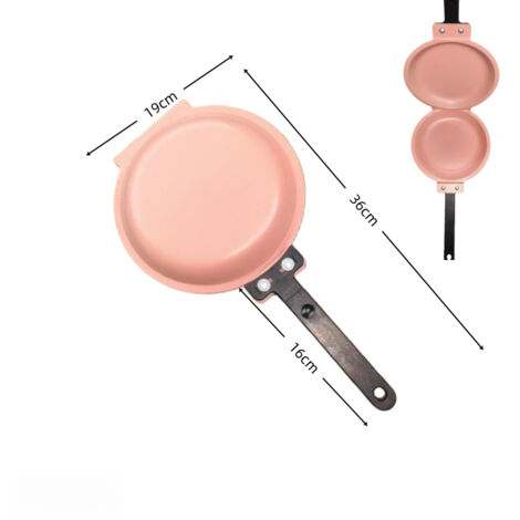 Padella a doppia faccia, antiaderente, con coperchio ribaltabile su entrambi i lati, padella pieghevole, per friggere uova/pancake/bistecche, padella per la colazione, teglia per torte, adatta per la 