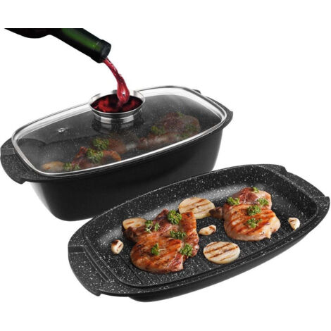 Padella da 5 litri con coperchio antiaderente e griglia