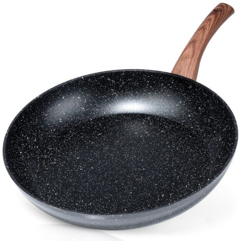 PADELLA IN GRANITO BLACK&WOOD PER PIANO COTTURA A GAS E INDUZIONE, GRANDE 32 CM