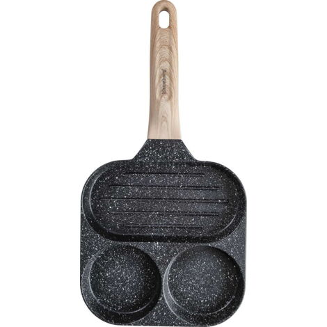 Padella in marmo 3 in 1 per uova, pancake, griglia per pancake 18 cm NERO KLAUSBERG KB-7816