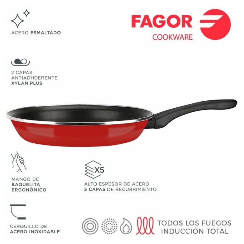 Optimax Padella Ø30cm Rosso Acciaio AISI 430 Fagor