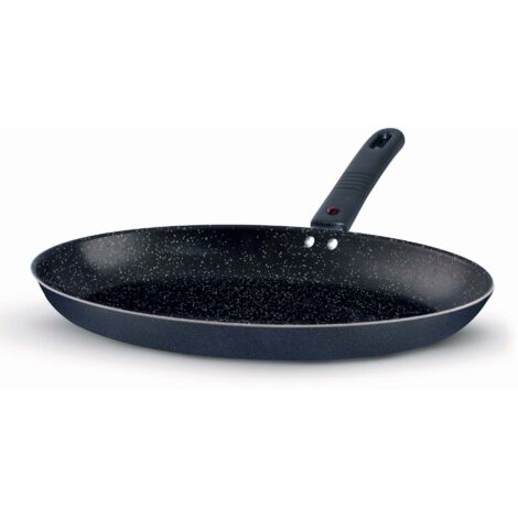 Padella Ovale in Alluminio Ø 36 cm Antiaderente con Coperchio Silex Ecostone Nero