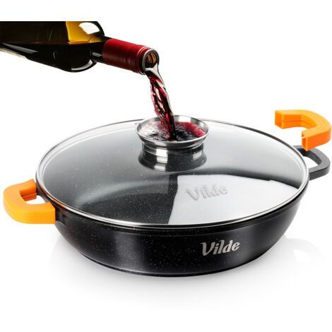 PADELLA PROFONDA CON COPERCHIO IN GRANITO, A INDUZIONE, A GAS, AROMA, 32 CM, 4,7 LITRI