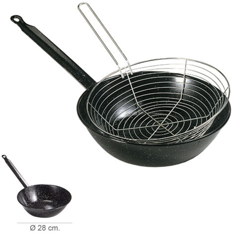 Padella smaltata Garcima 28 cm con cestello