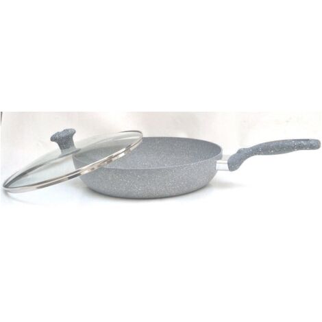 PADELLA TEGAME WOK COPERCHIO IN VETRO ANTIADERENTE ANTIGRAFFIO MINERALE 30 CM