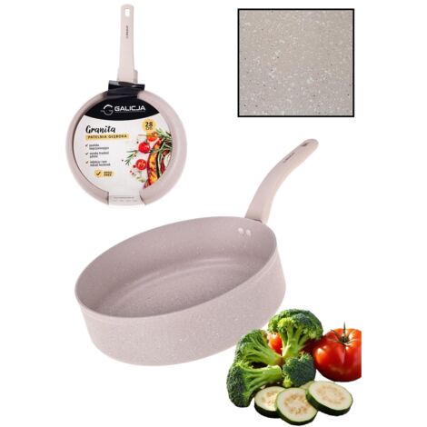 Padella tradizionale profonda casseruola con rivestimento antiaderente marmoreo GRANITA 28 cm beige rivestimento non-stick antiscivolo manico