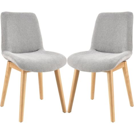 PADMA HOUSE Comfortable Dining Chairs, Mid-Century Modern Kitchen Dining Room Chairs, Upholstered Backrest Boucle Dining Chair with Black Metal (2, Light Gray)