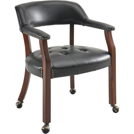 PADMA HOUSE Fauteuil avec Pieds en Bois Massif, Chaises de Salle à Manger avec roulettes et fauteuils, Chaise de Bureau, Chaise Rembourré pour Salon Chambre avec roulettes et Bras (1, XXY-1910-WR)