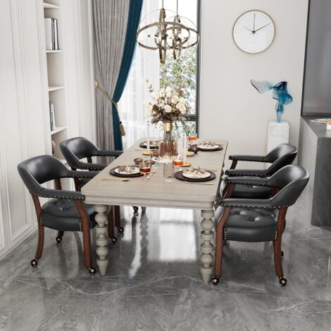 PADMA HOUSE Lot de 4 Boss Captain's Chaise Chaises de Table Game Poker roulettes Grandes chaises de Salle à Manger Fauteuil Vintage rembourré pour Salle à Manger, Bureau, bibliothèque, Coiffeuse