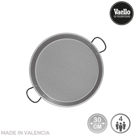 Paellapfanne aus poliertem Stahl für Induktion und Glaskeramikkochfeld ø30cm (4 Personen). vaello