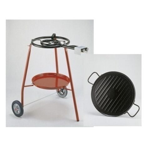 LA IDEAL Paellero Gas Butano 2 Fuegos 40Cm +Grill H. M400