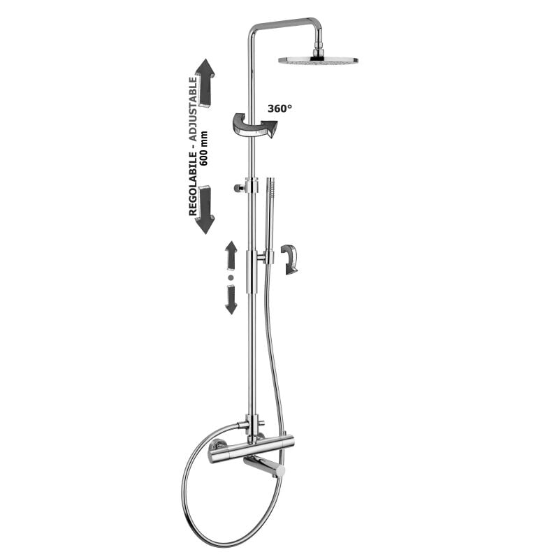 Paffoni - Colonna doccia regolabile Birillo ZCOL721LIQCR Cromato - Metallo