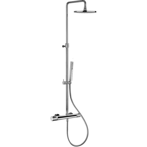Paffoni – Colonne de douche thermostatique orientable – Mitigeur thermostatique – Pomme de douche ronde Ø 225 mm – Flexible 1500 mm – Finition chromée - ZCOL638LIQCR