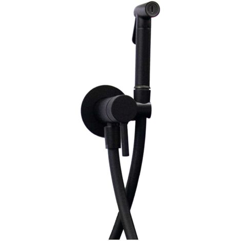 Paffoni – Ensemble de bidet encastrable noir mat avec mitigeur ZDUP110NO – Douche en métal – Installation sur cloison sèche – Tuyau en laiton 1200mm