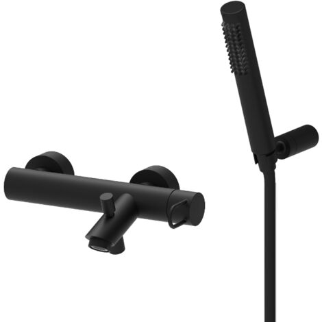 Paffoni JK023NO Serie Außenbatterie für Badewanne mit Handbrause  Messing - Mattschwarz