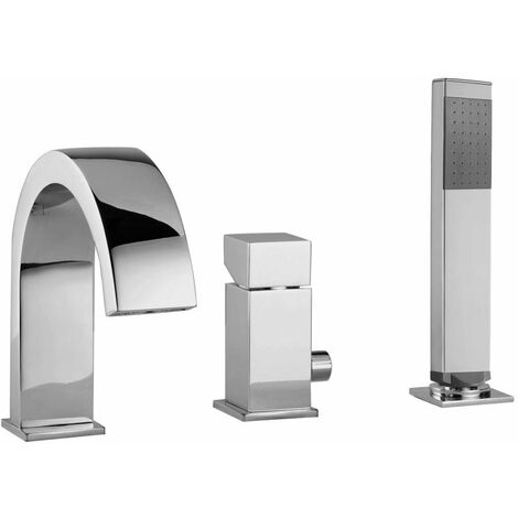 Paffoni Level LES040CR Wannenbatterie für den Wannenrand mit Wasserfall-Auslauf  Verchromt - Messing