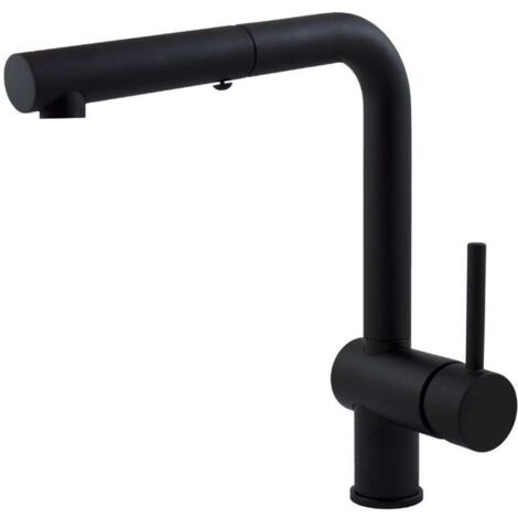 Paffoni Light - Grifo de fregadero con ducha extraíble, negro mate LIG285NO-MET