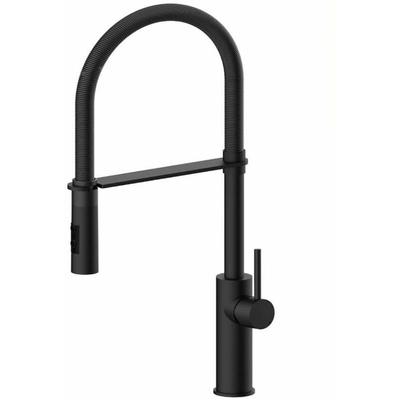 Paffoni - Light - Robinetterie d'évier Professional avec bras flexible, noir mat LIG179NONO