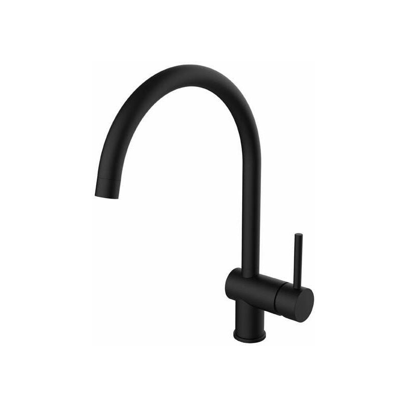 Paffoni - Mitigeur d'évier de cuisine noir mat avec bec pivotant rond Light LIG280NO Noir mat
