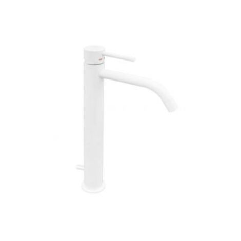 Paffoni Light Serie LIG085BO mattweiß verlängerte Waschtischarmatur mit automatischem Ablauf  Messing - Opak Weiß