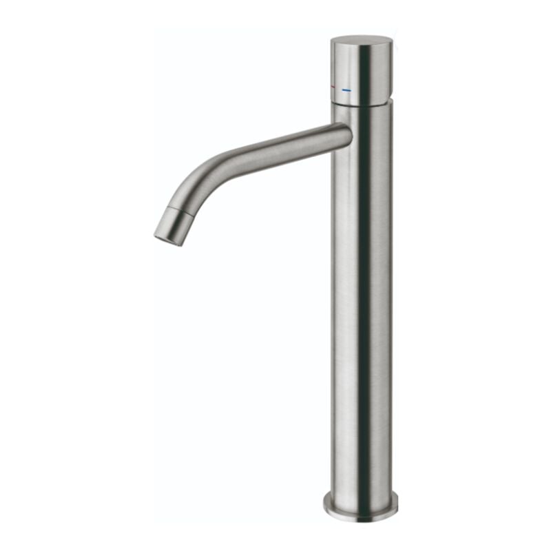 Paffoni - Light series mitigeur de lavabo avec bec prolongé et vidage automatique LIGX085ST Laiton - Steel looking