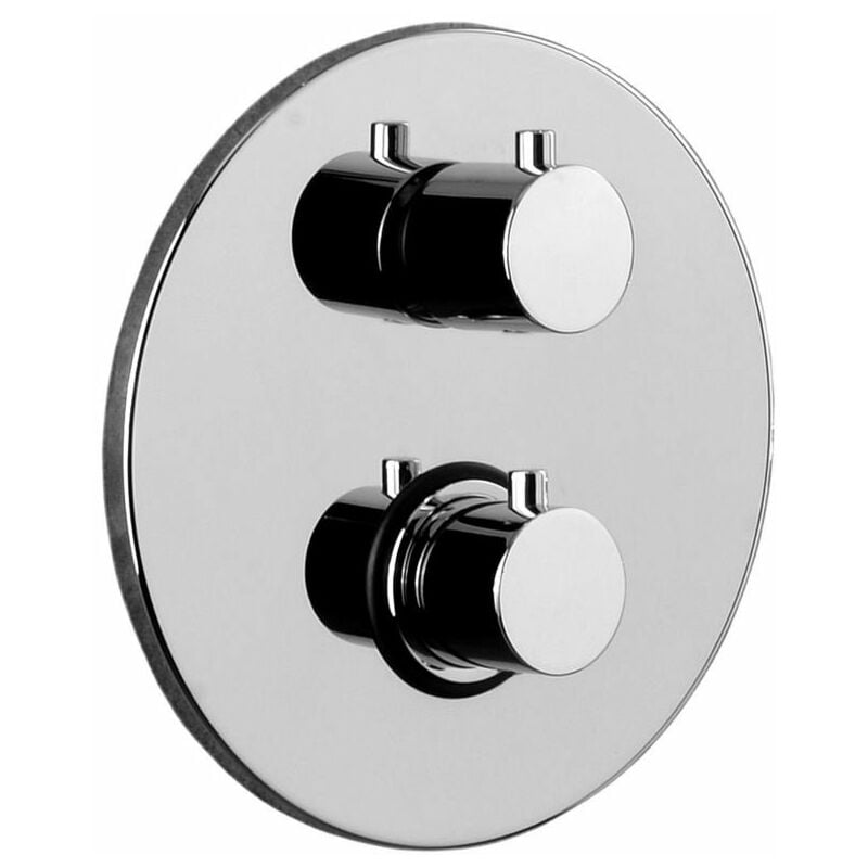 Paffoni - Mitigeur de douche thermostatique encastré, plaque métallique Ø200 mm Acier Looking. Light série LIQ019ST Laiton - Steel looking