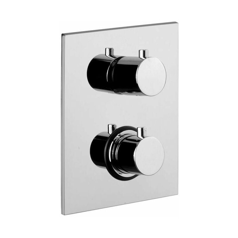 Paffoni - Mitigeur de douche thermostatique encastré, plaque 150x200 mm Acier Looking. série Light LIQ518ST/M Laiton - Steel looking