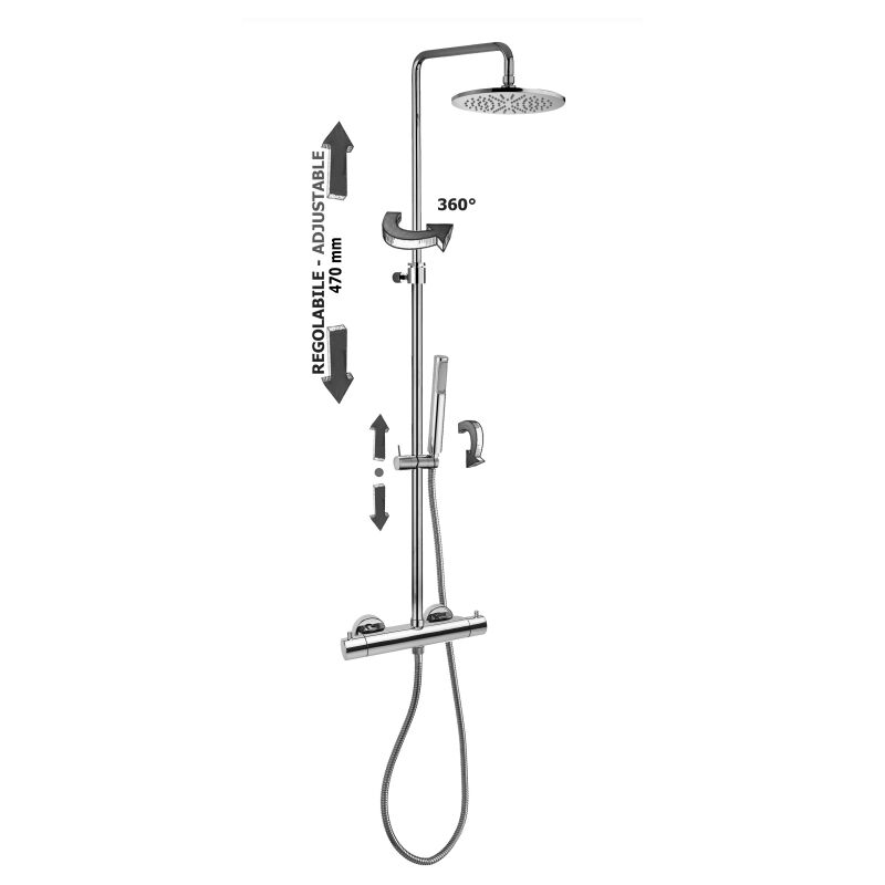 Mini Birillo Colonne de douche réglable confort ZCOL633LIQCR Chromé - Métal - Paffoni