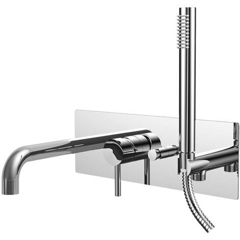 Paffoni – Mitigeur de baignoire encastré LIG001CR – Finition chromée – Installation facile – Douchette métal avec jet unique – Raccordements G 1/2“