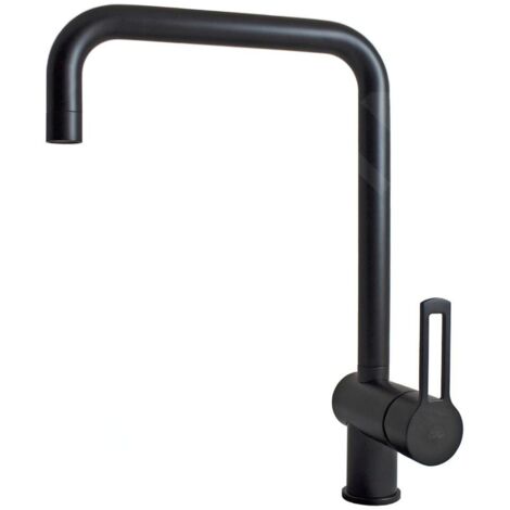 Paffoni – Mitigeur d'évier avec bec pivotant RIN980NO – Laiton noir mat – Hauteur 359 mm – Aérateur M22x1 – Flexibles inox 3/8'G