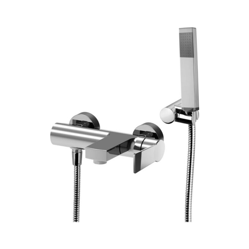 Mitigeur externe de baignoire avec douchette Acier Looking Paffoni Tango series TA023ST Laiton - Steel looking