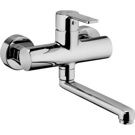 Paffoni – Mitigeur évier mural RED161CR – Bec pivotant 200 mm – Finition chromée – Laiton – Raccord 1/2 'G – Aérateur M24x1