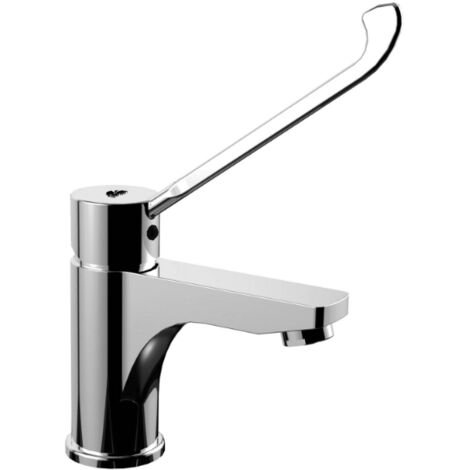 Paffoni mitigeur monocommande de lavabo avec levier clinique et vidage automatique Série rouge RED305CR Chromé - Laiton