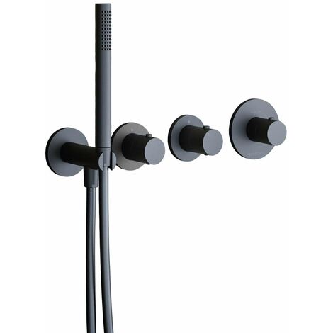 Paffoni – Mitigeur thermostatique encastré noir mat – 2 sorties – Largeur 465mm – Hauteur 231mm – MDE000NO