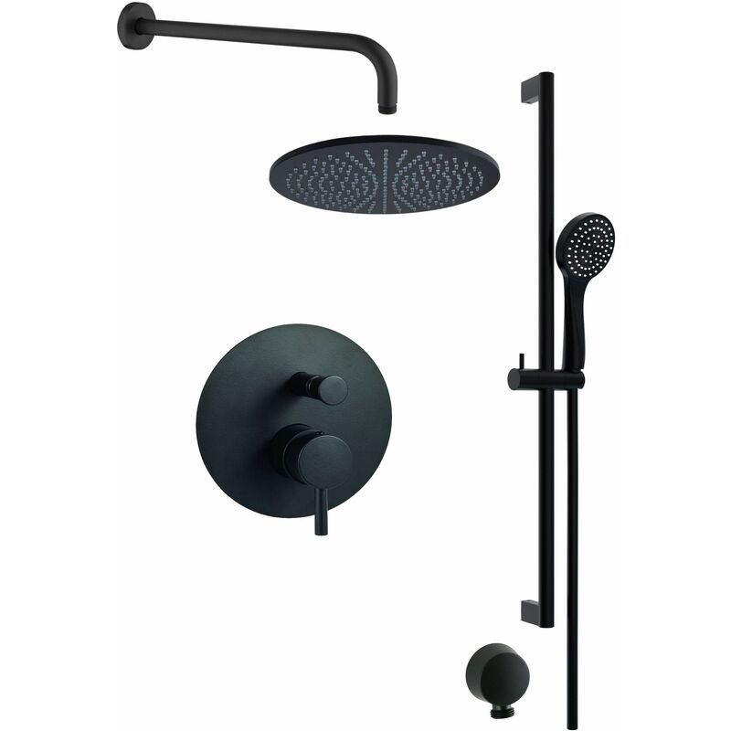 Paffoni - Set de douche en noir mat avec barre coulissante Ercos KITLIG15BNAST